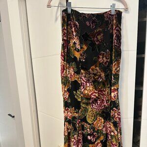 Boston Proper Velvet Maxi Skirt Multi Color